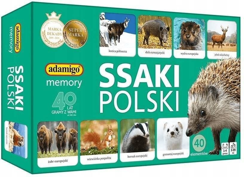 Gra Memory Ssaki Polski Zwierzęta Pamięciowa Dla Dzieci Pamięć 3+ Adamigo_1