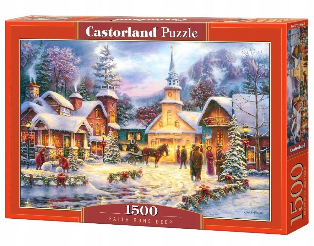 PUZZLE 1500 ZIMA ŚNIEG BOŻE NARODZENIE ŚWIĘTA RENIFER CHOINKA CASTORLAND_2