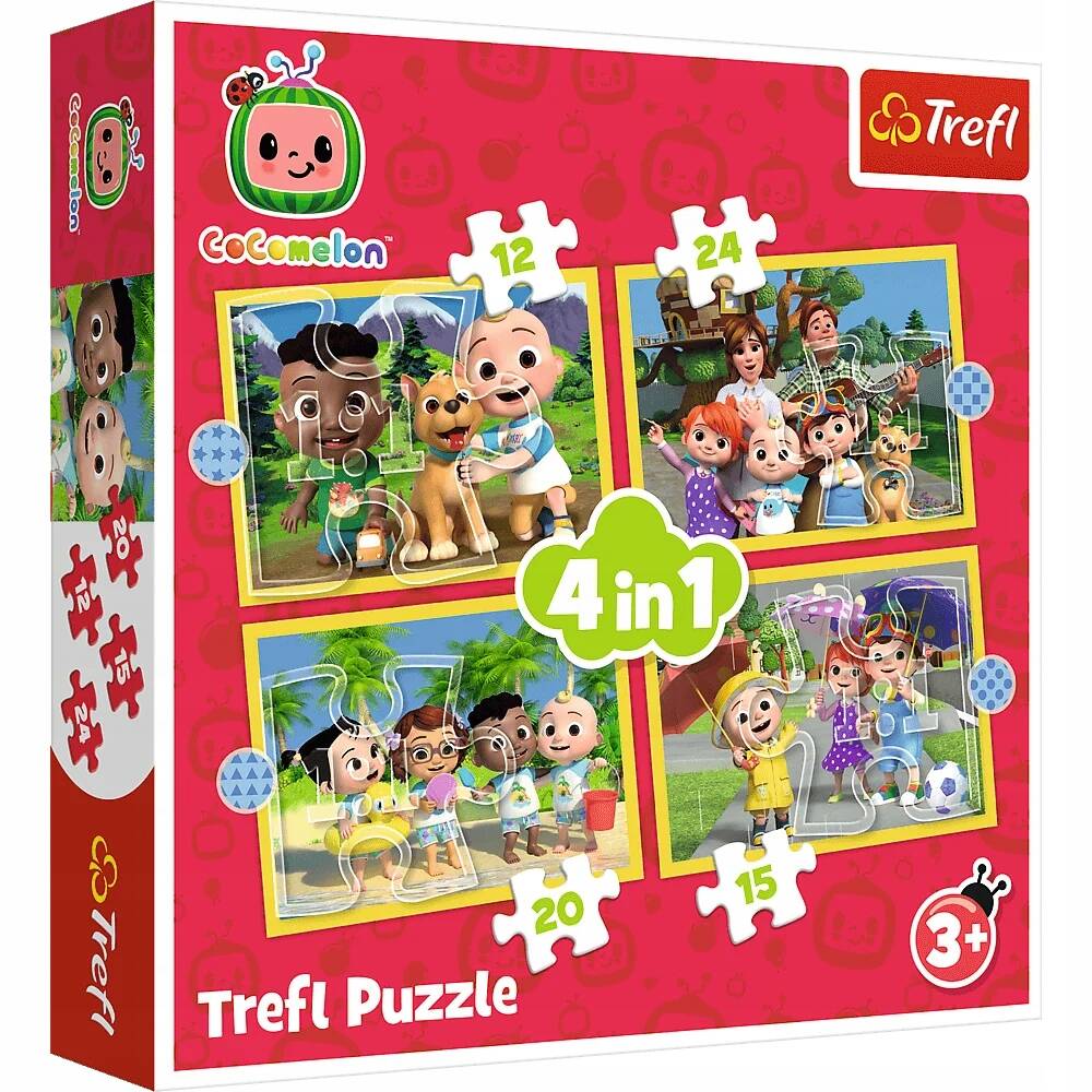 Puzzle 4w1 Układanka COCOMELON Poznaj Bohaterów 4+ Trefl 34647_1