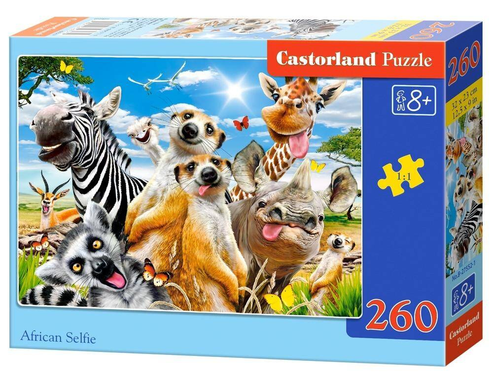 PUZZLE 260 UKŁADANKA ZWIERZĘTA AFRYKI SAFARI ZEBRA ŻYRAFA SELFIE 8+ CASTOR_1