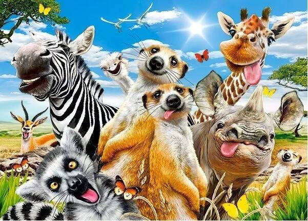 PUZZLE 260 UKŁADANKA ZWIERZĘTA AFRYKI SAFARI ZEBRA ŻYRAFA SELFIE 8+ CASTOR_2