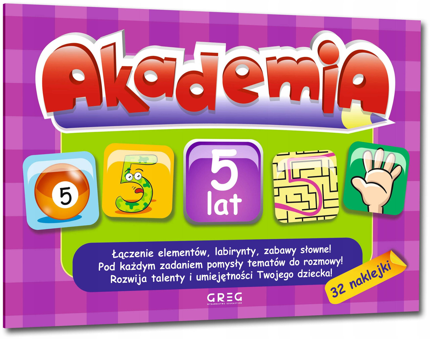 AKADEMIA 5-Latka Łączenie Elementów LABIRYNTY ZABAWY Zadania NAKLEJKI Greg_1