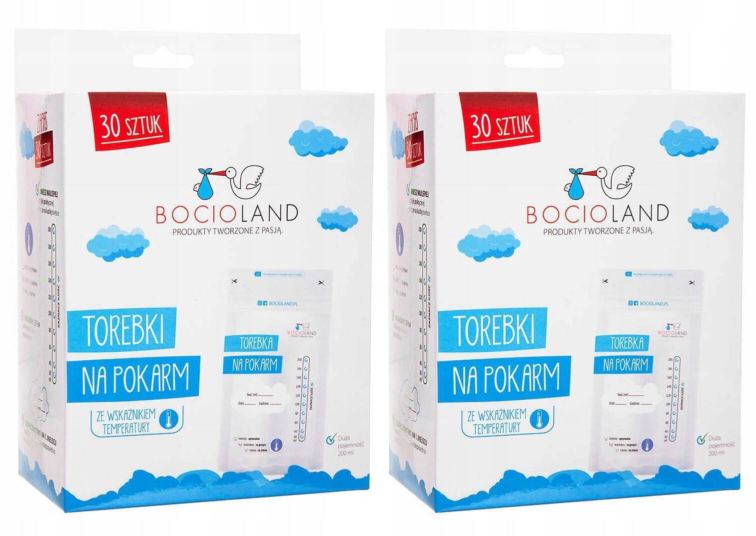 2x BOCIOLAND Woreczki Do Mrożenia Pokarmu Torebki Strunowe 200ml 60 szt_1