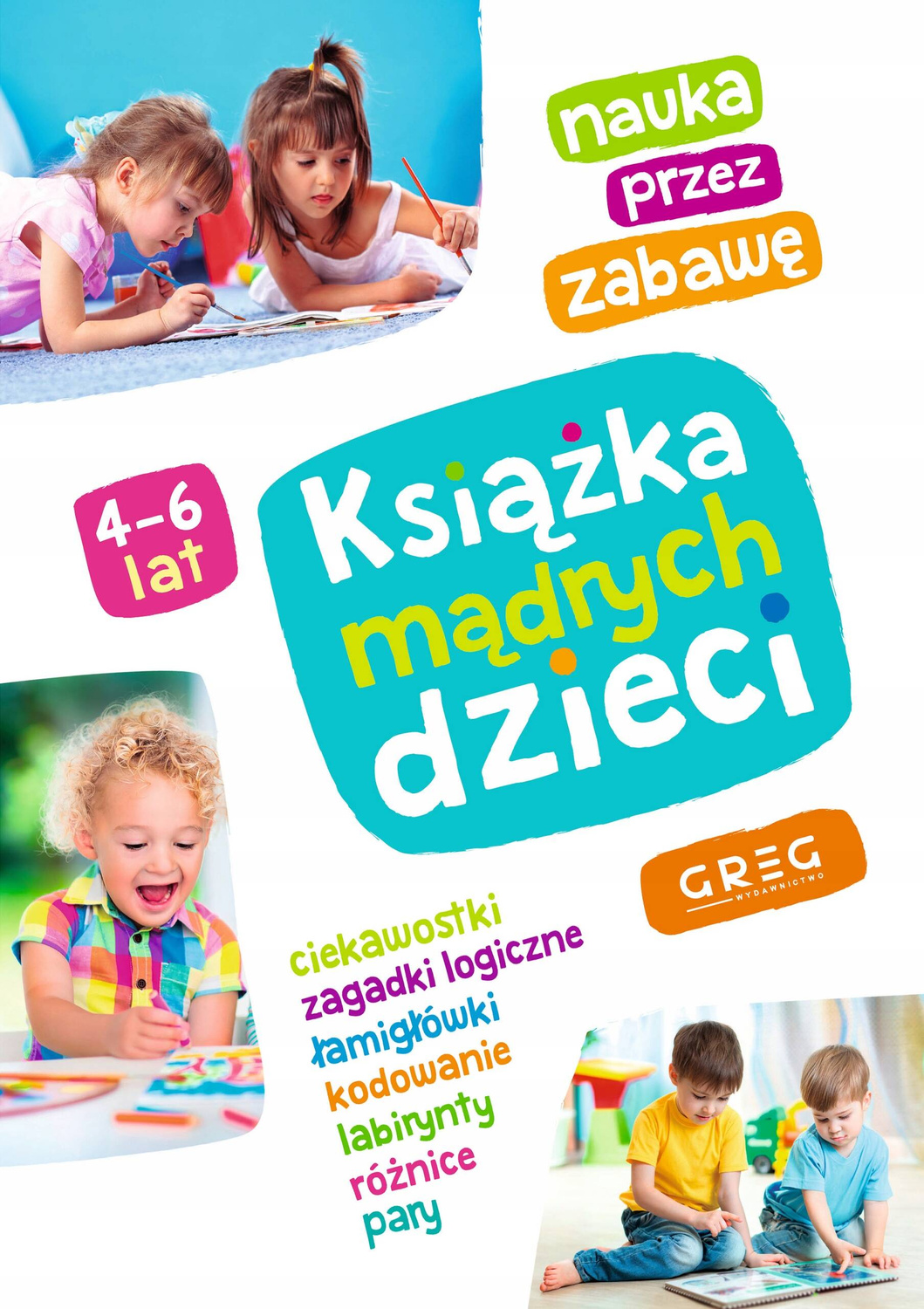 Książka Mądrych Dzieci 4-6 Lat Nauka Zagadki Logiczne Łamigłówki Greg_1