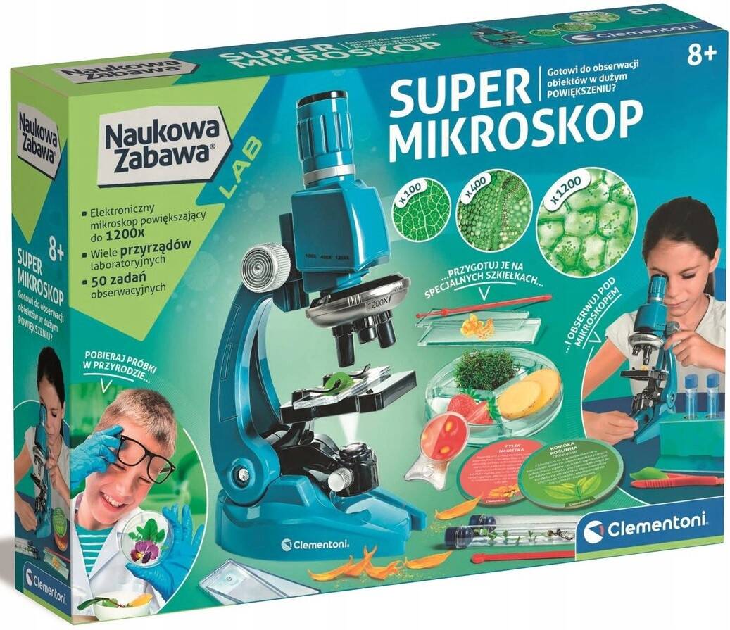 Super Mikroskop Dla Dzieci Edukacyjny Powiększa x1200 Nauka 8+ Clementoni_4