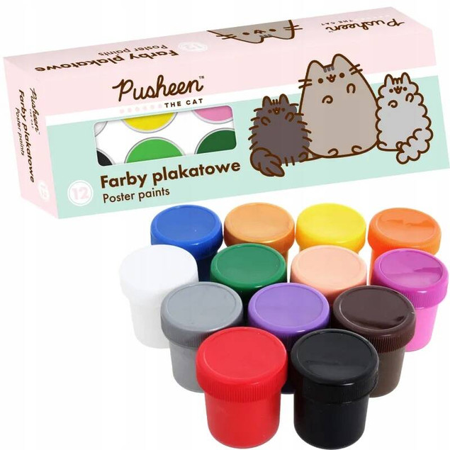 Farby Plakatowe PUSHEEN 12 Kolorów 20ml. Majewski_1