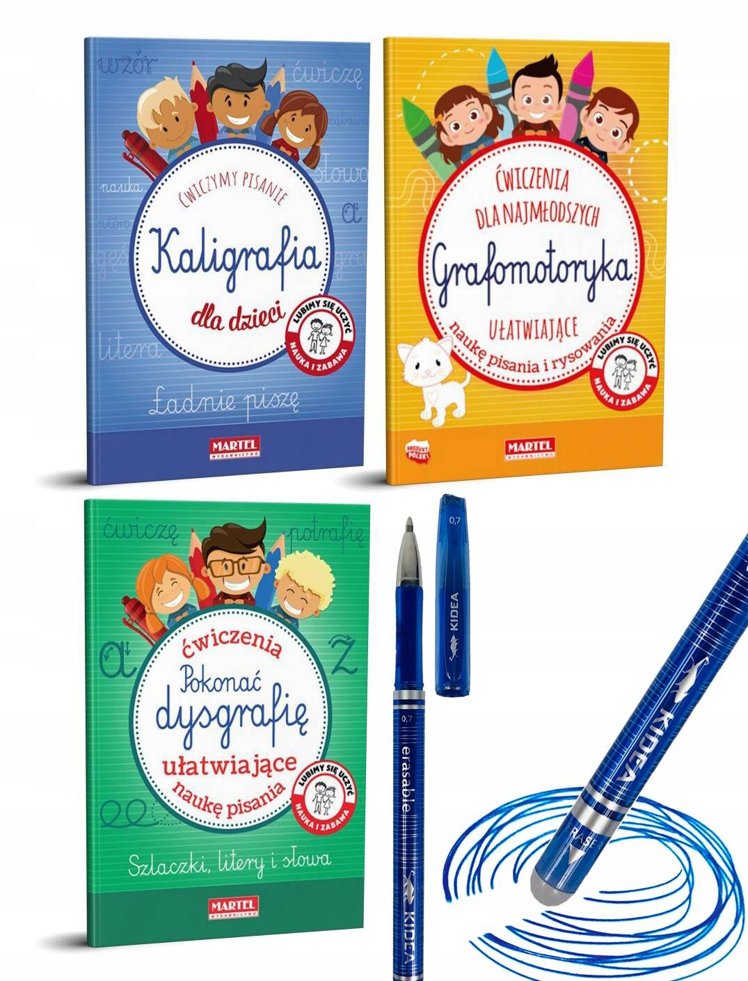 PAKIET Nauka Pisania Kaligrafia Grafomotoryka Szlaczki + Długopis Usuwalny_1
