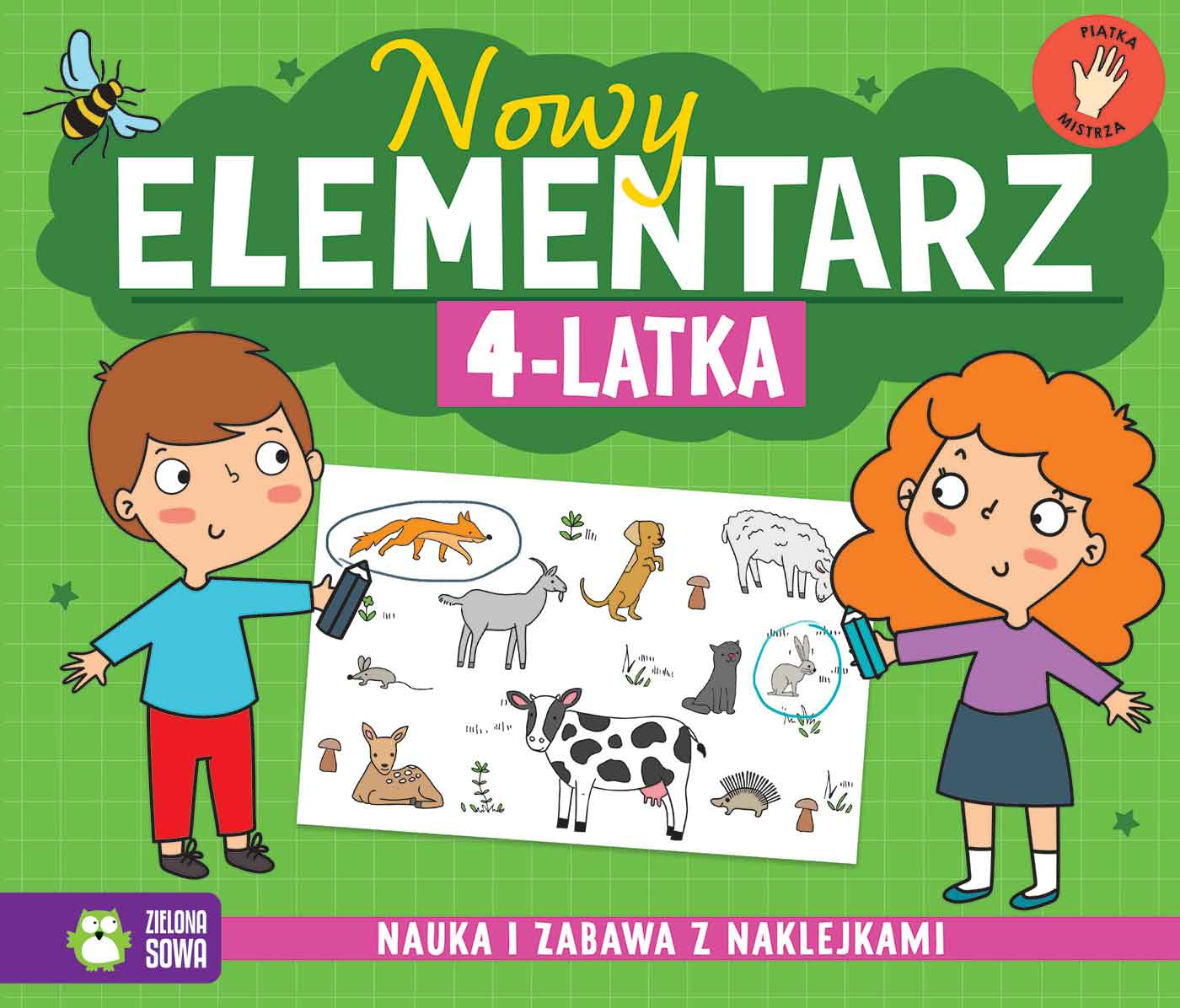 Nowy Elementarz 4-latka Nauka I Zabawa + Naklejki Zielona Sowa_1