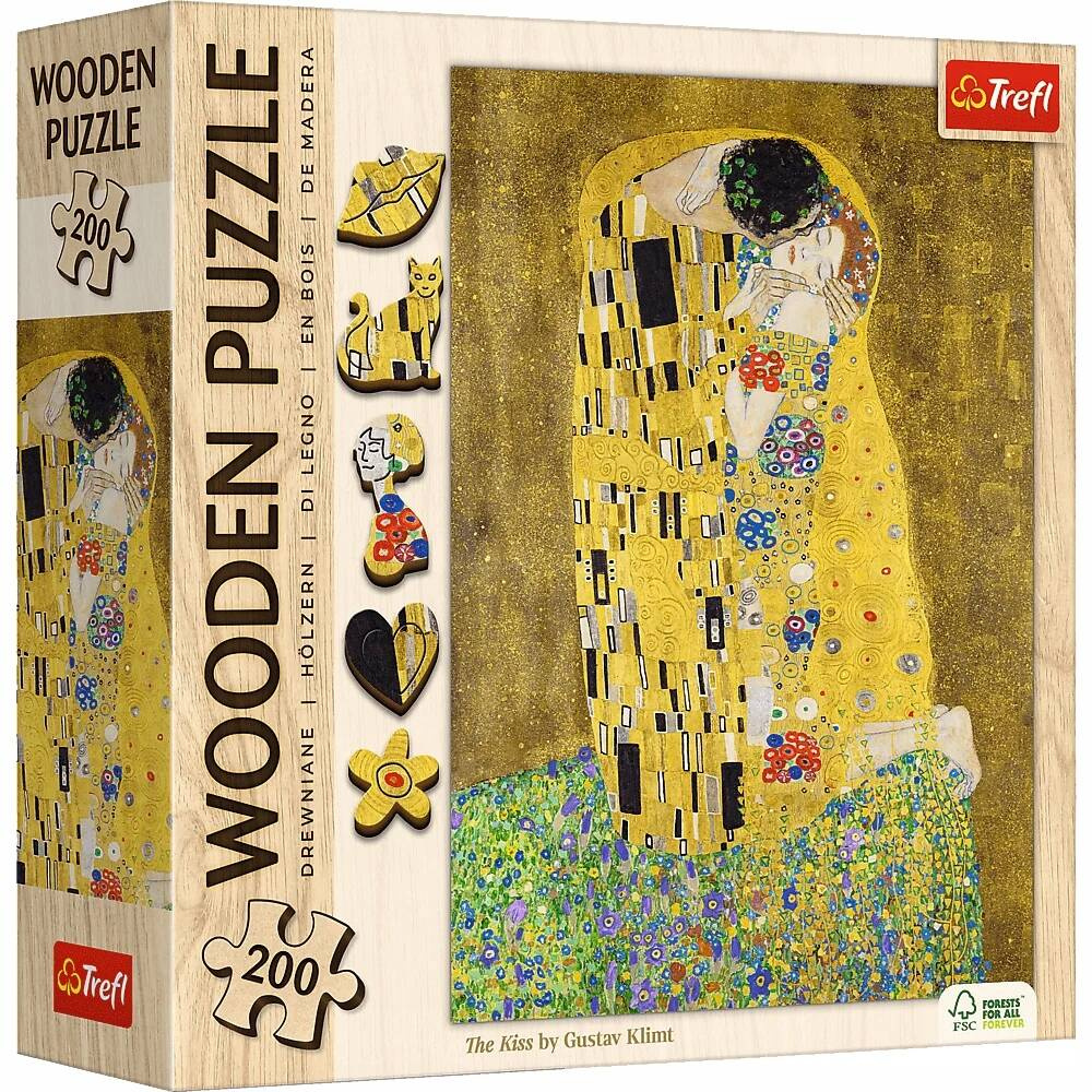 Puzzle 200 Drewniane Sztuka POCAŁUNEK Gustav Klimt Obraz 9+ Trefl 20247_4