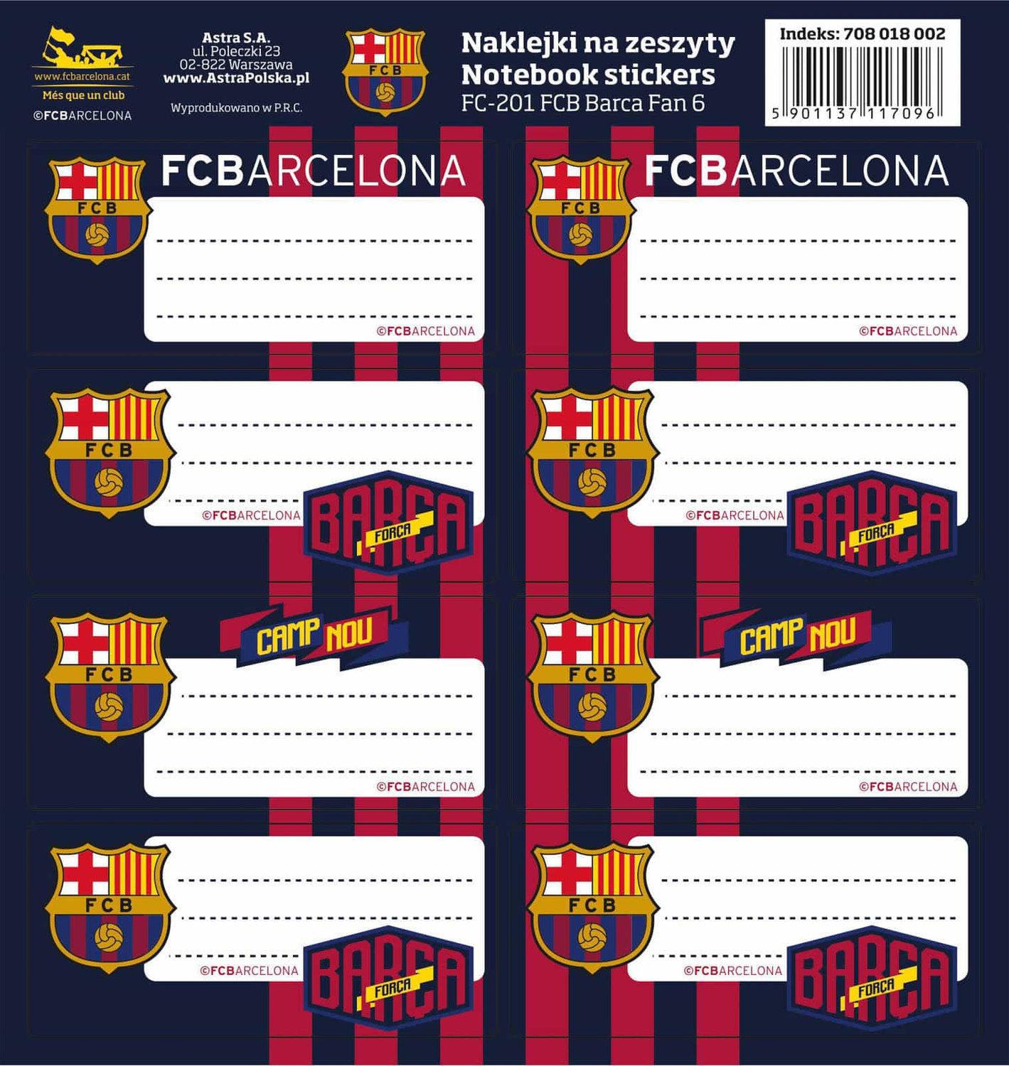 Naklejki Na Zeszyty Barcelona Barca Fan Piłka Nożna Astra_1