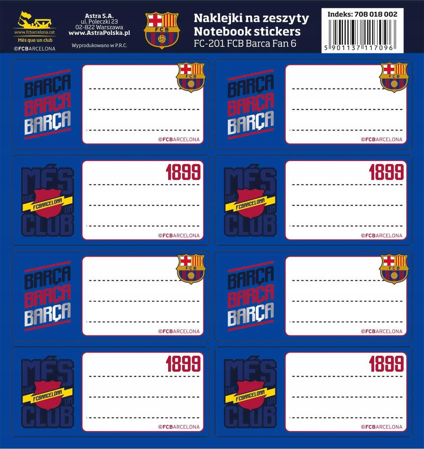 Naklejki Na Zeszyty Barcelona Barca Fan Piłka Nożna Astra_2