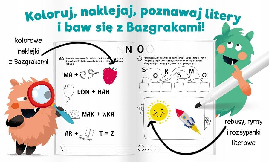 Bazgraki Poznają LITERY Koloruj Naklejaj i Baw Się 4+ Kapitan Nauka_2