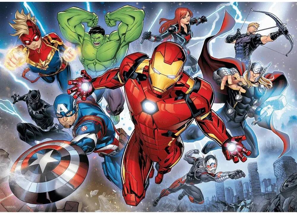 Puzzle 200 el. Układanka Waleczni AVENGERSI Hulk IRON MAN Marvel 7+ Trefl_1