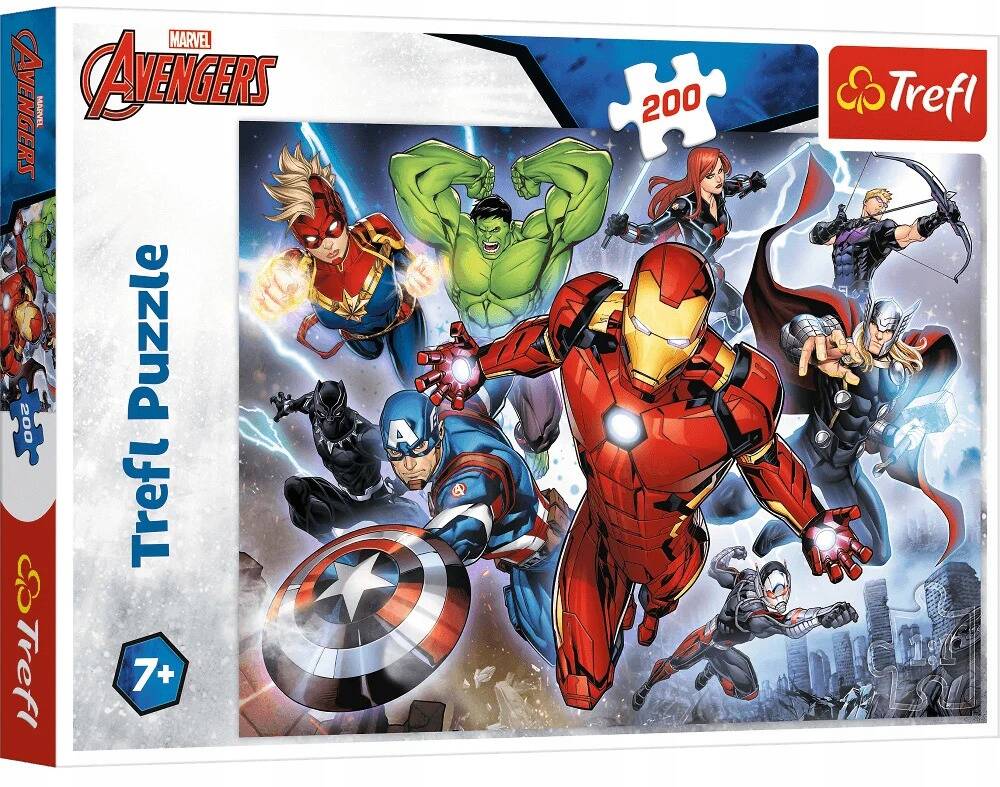 Puzzle 200 el. Układanka Waleczni AVENGERSI Hulk IRON MAN Marvel 7+ Trefl_2