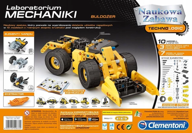 Pojazd Buldożer Budowa Laboratorium Mechaniki 8+ Clementoni_4