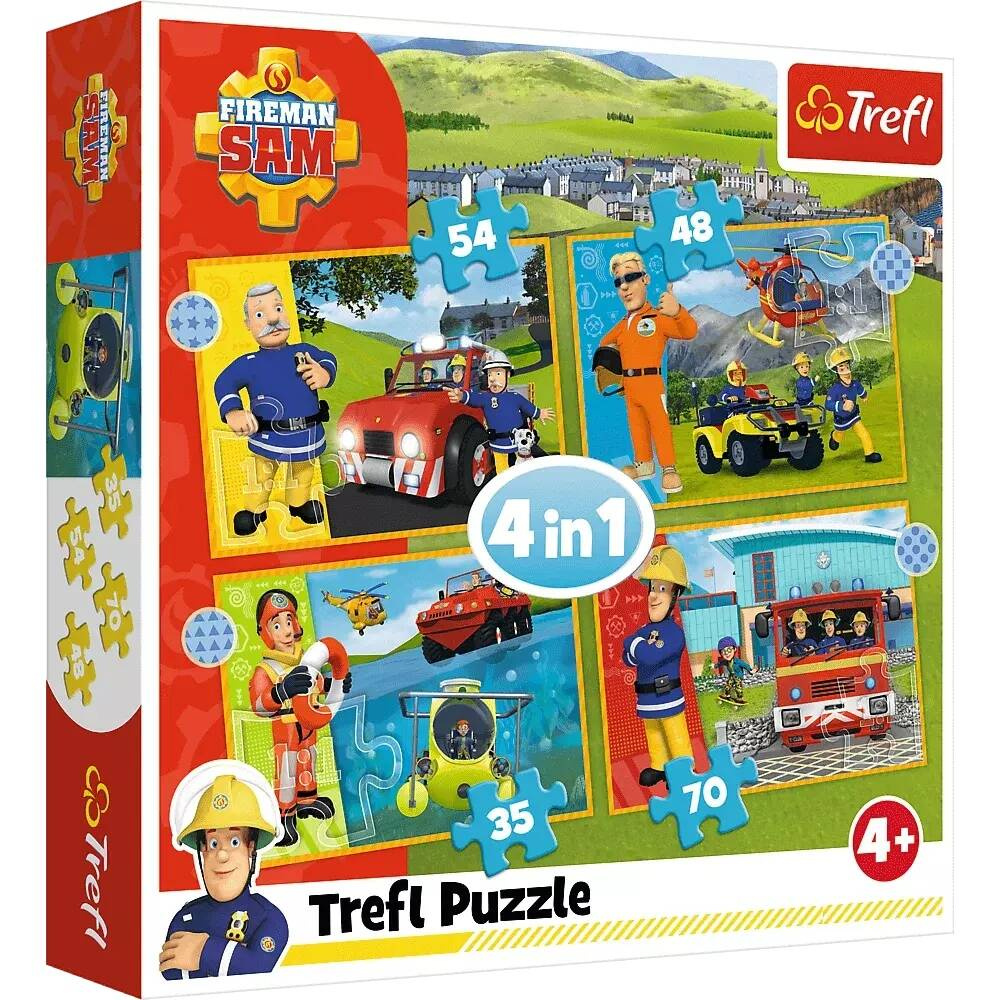 Puzzle 4w1 Układanka Odważny STRAŻAK SAM Bajka 4+ Trefl 34387_6