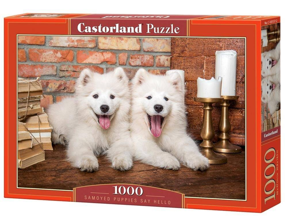 Puzzle 1000 Układanka Pieski SAMOYED Szczeniaki Psy Obraz 9+ Castorland_1