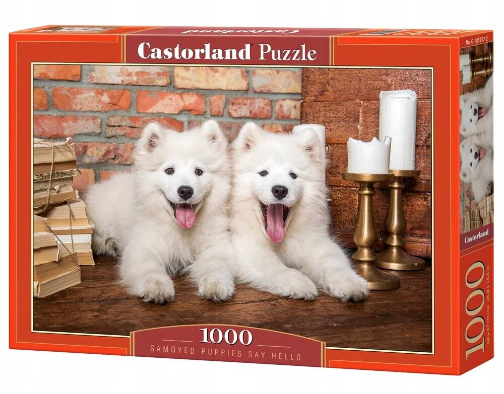 Puzzle 1000 Układanka Pieski SAMOYED Szczeniaki Psy Obraz 9+ Castorland_2