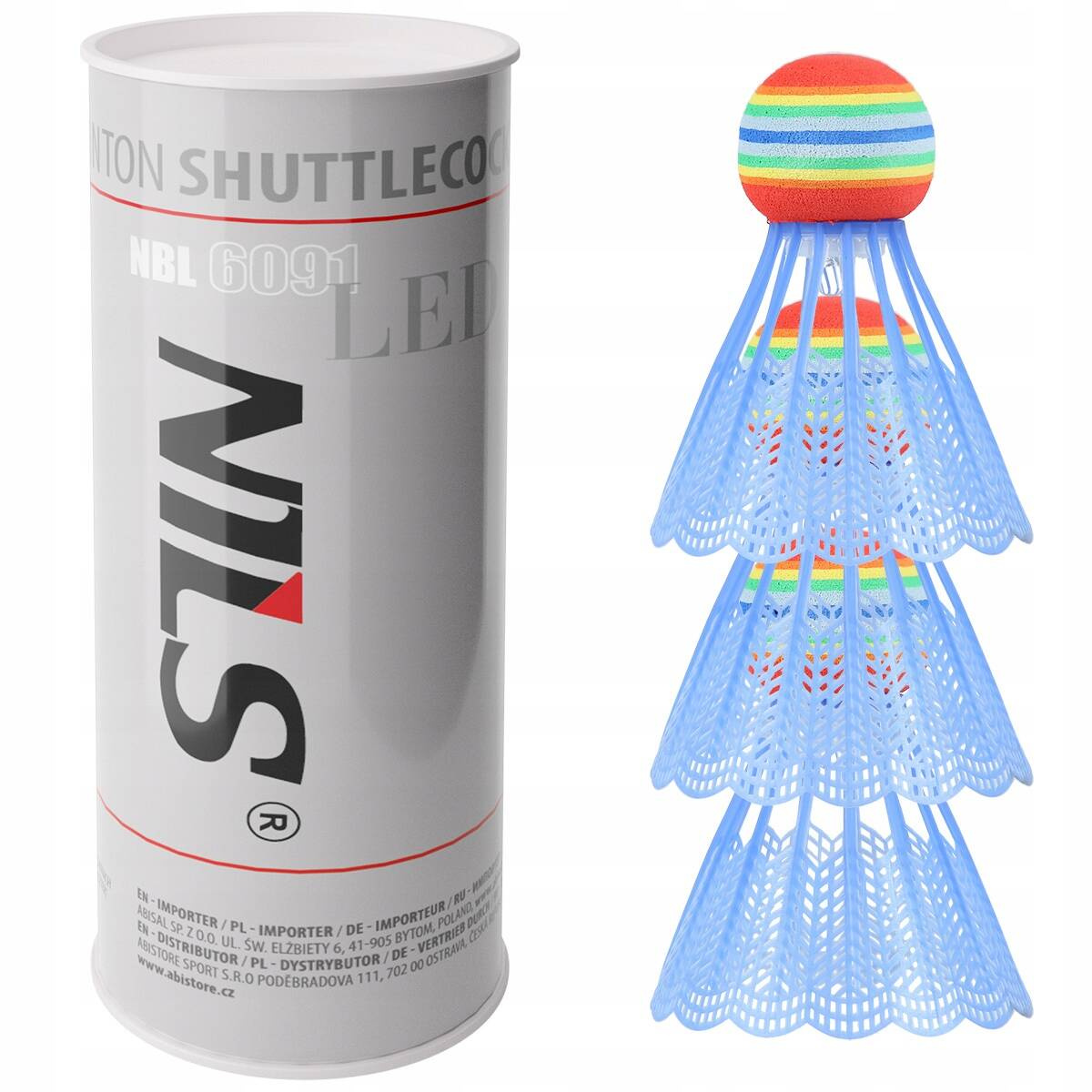 Lotki Do Badmintona Nylonowe 3 szt Multicolor LED Zestaw Lotek NILS NBL6091_1