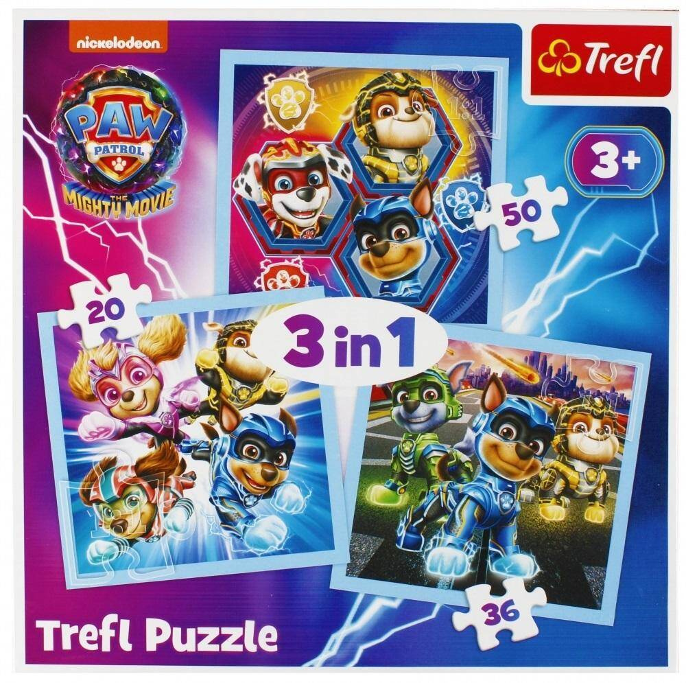 Puzzle 3w1 Układanka Pieski PSI PATROL Moc Mighty Pups Pies 3+ Trefl 34869_1