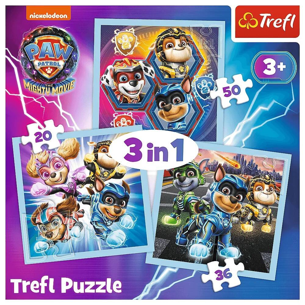 Puzzle 3w1 Układanka Pieski PSI PATROL Moc Mighty Pups Pies 3+ Trefl 34869_2