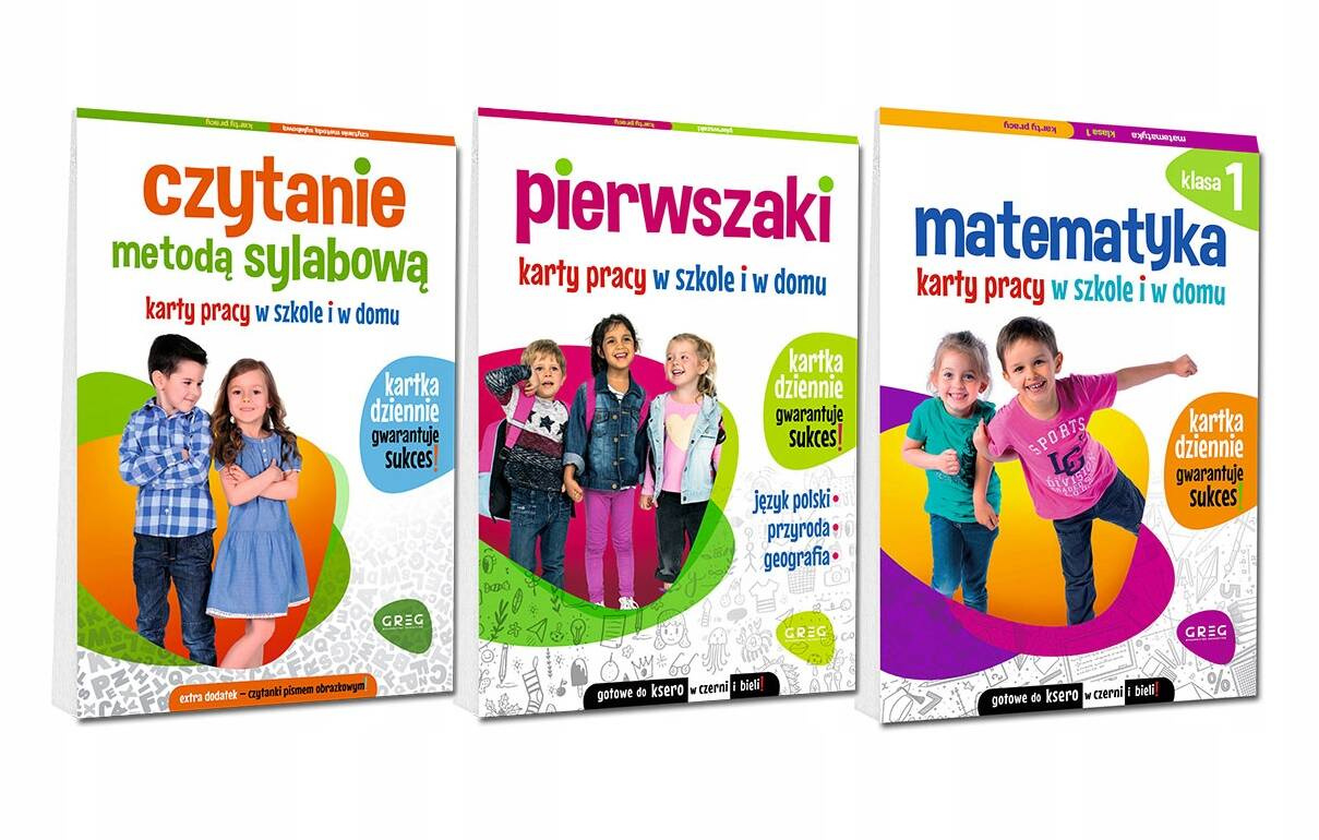 ZESTAW Pierwszaki Karty Pracy Klasa 1 Sylaby Matematyka 3w1 Greg_1