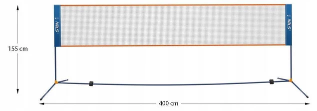 Siatka Do Gry W Badmintona Siatkówka W Pokrowcu Siatka + Słupki 4m NILS_2