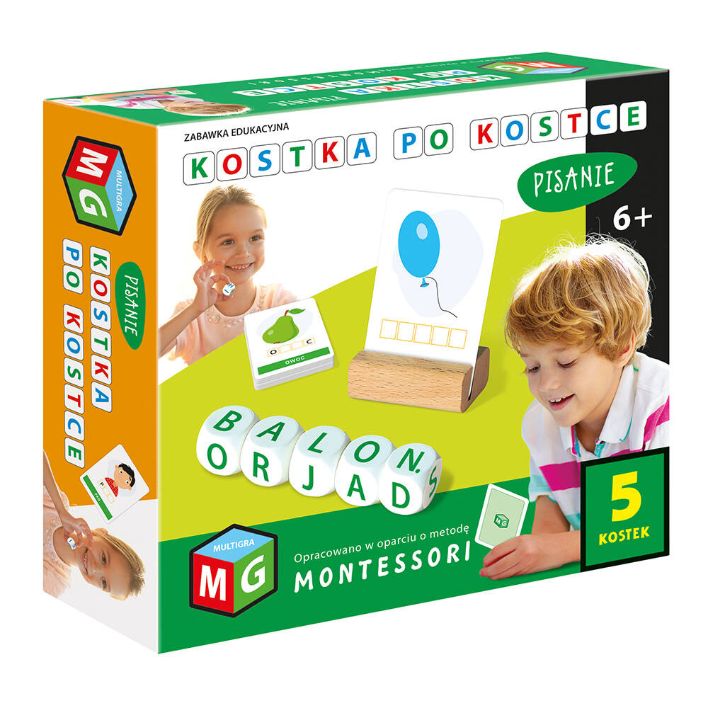 Montessori Kostka Po Kostce PISANIE 5 Kostek Zabawka Edukacyjna 6+ Multigra_2