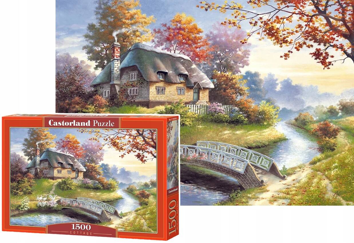 Puzzle 1500 Układanka Domek CHATKA Most Krajobraz Widok 9+ Castor_1