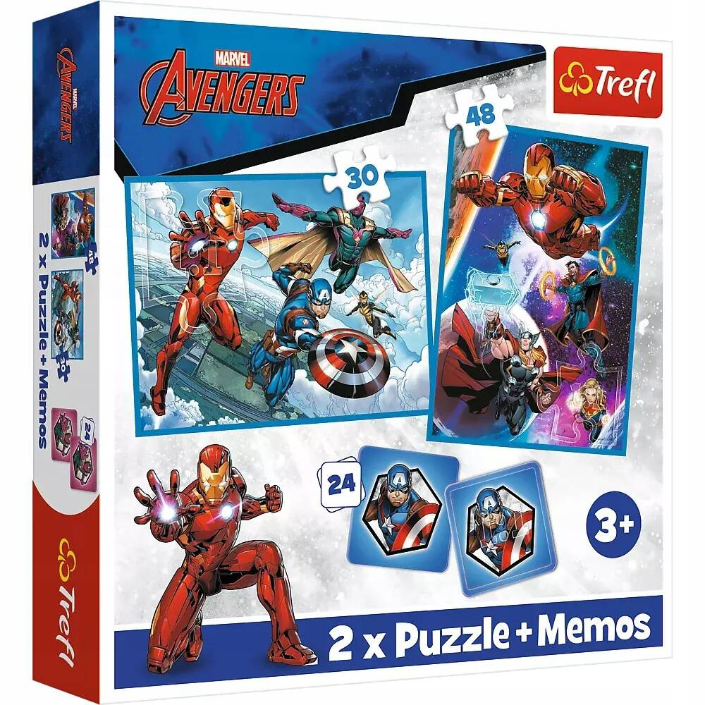 Puzzle 2w1 Układanka + Memosy AVENGERS Marvel Bohaterowie Iron Man 3+ Trefl_1