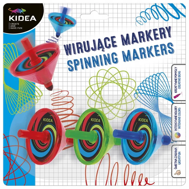 Wirujące Flamastry Markery 3 Kolory Bączki Szkolne Kidea_1