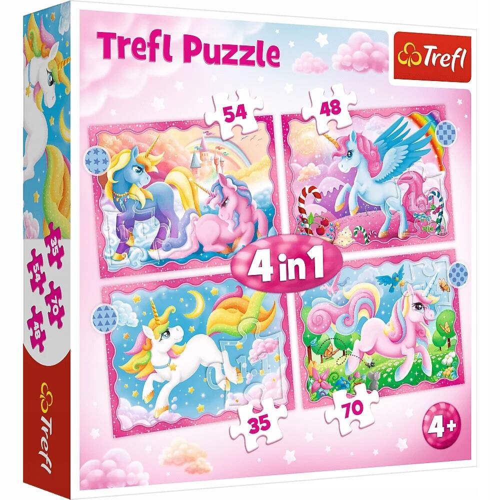 Puzzle 4w1 Układanka Dla Dzieci JEDNOROŻCE i Magia Koniki 4+ Trefl 34389_6