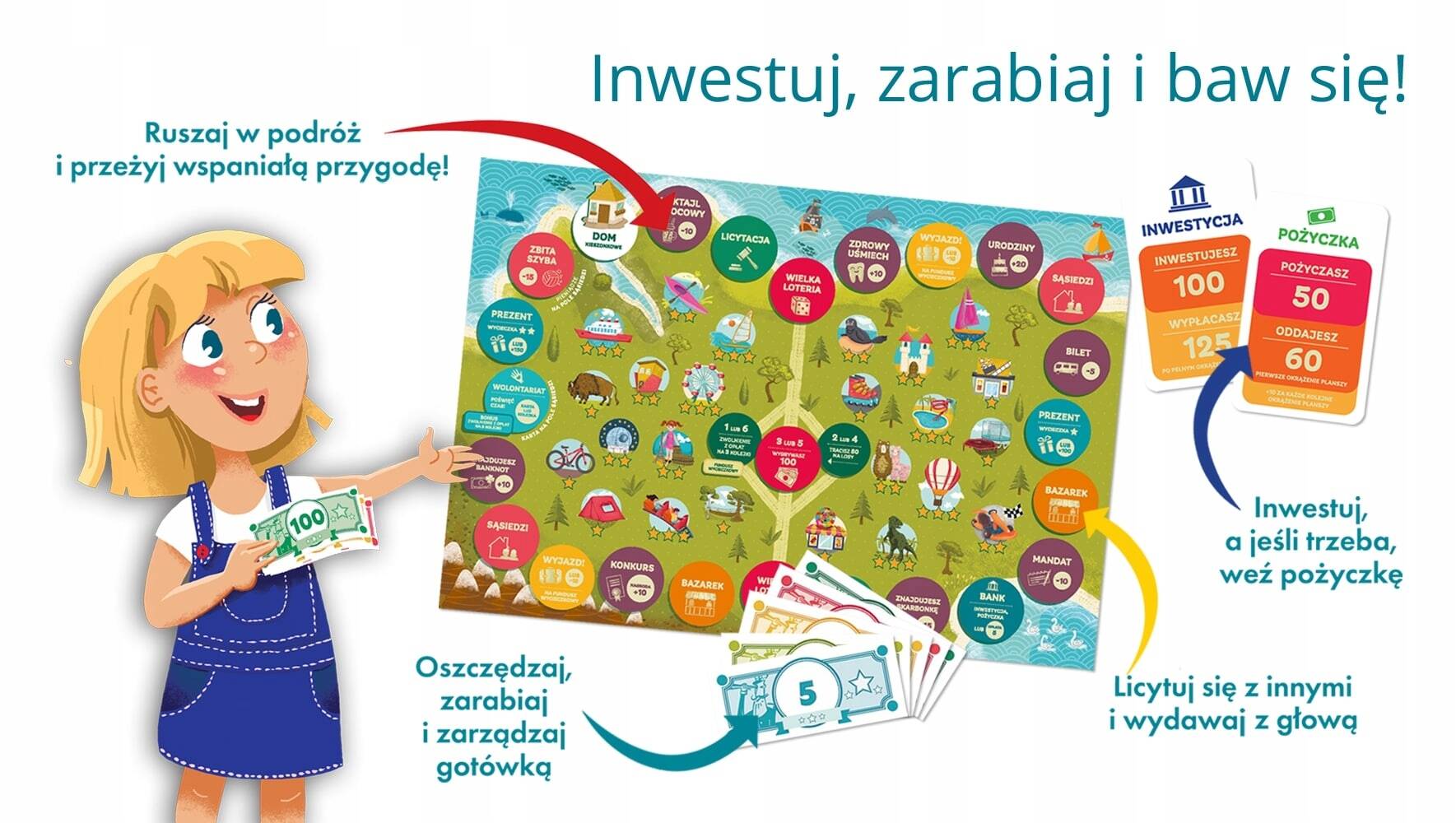 Gra Rodzinna MAŁY INWESTOR Planszowa Uczy Jak Zarabiać 7+ Kapitan Nauka_3