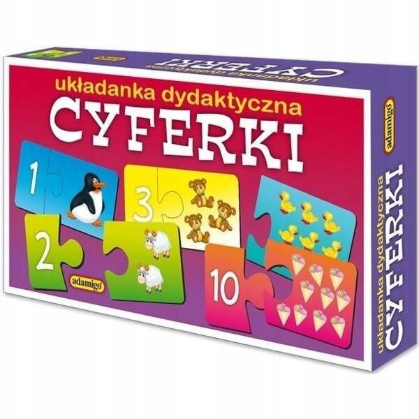 Układanka Puzzlowa Dydaktyczna Cyferki Edukacyjna 5+ Adamigo 03280_1