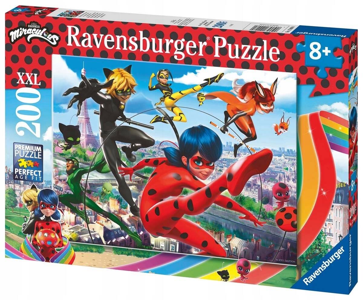 Puzzle 200 XXL Układanka Miraculum BIEDRONKA i CZARNY KOT 8+ Ravensburger_2