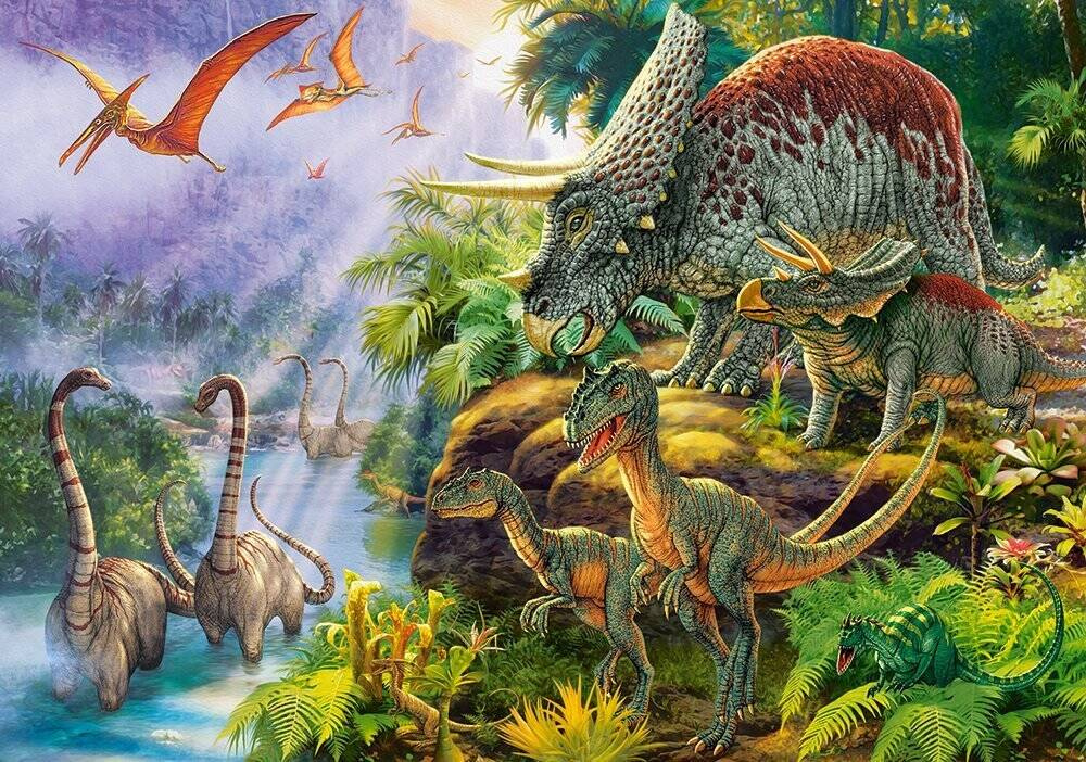 Puzzle 500 Układanka DINOZAURY Natura Welociraptor Brontozaur 9+ Castorland_1