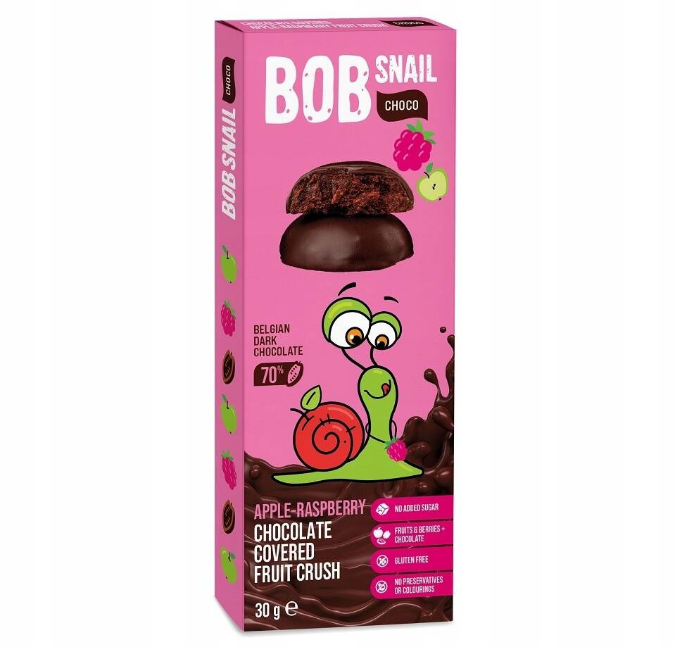 Przekąska Jabłko Malina W Ciemnej Czekoladzie 30g BOB SNAIL_1