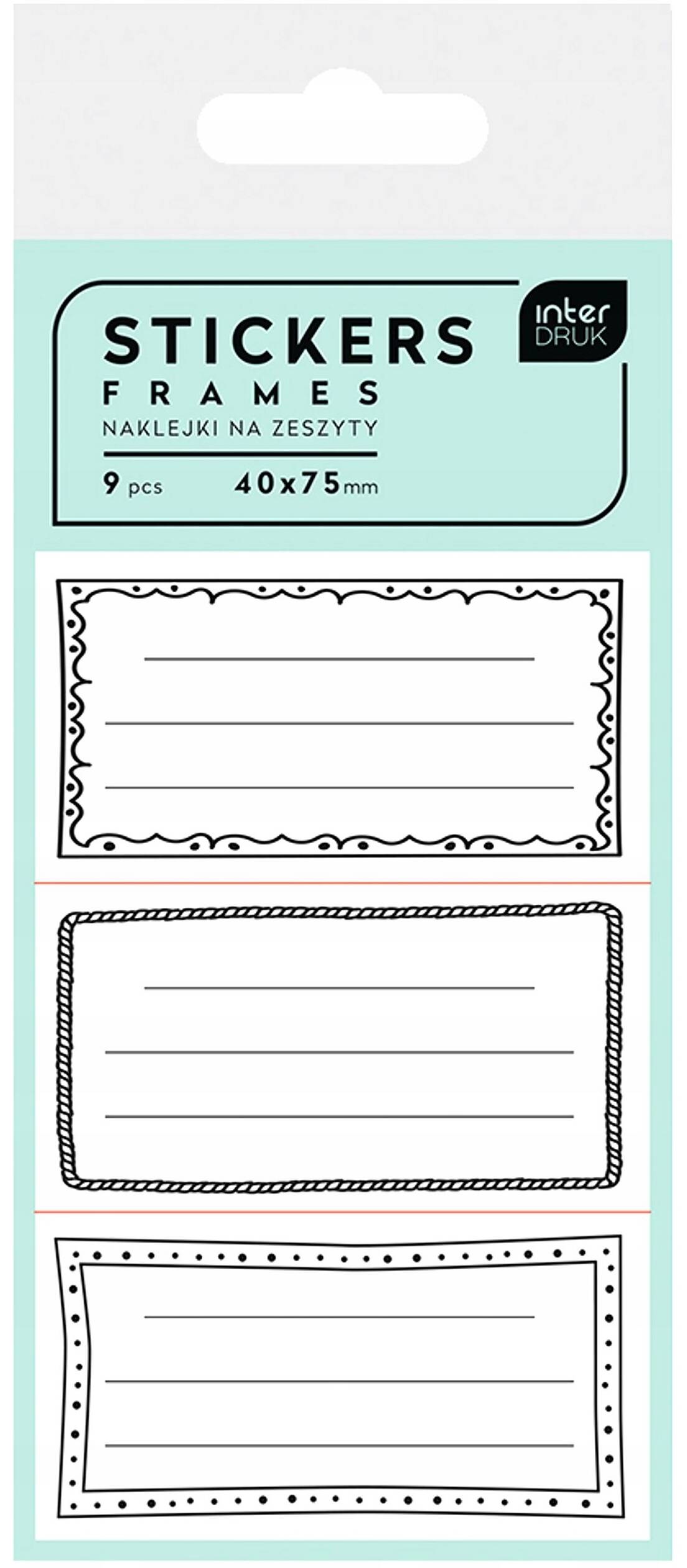 Naklejki Na ZESZYT Książki 9 szt. Nalepki Ramki Interdruk_1