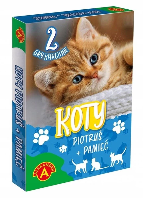 Gra Karty Koty Dwie Gry Piotruś i Pamięć Dla Dzieci 3+ Alexander 2729_1
