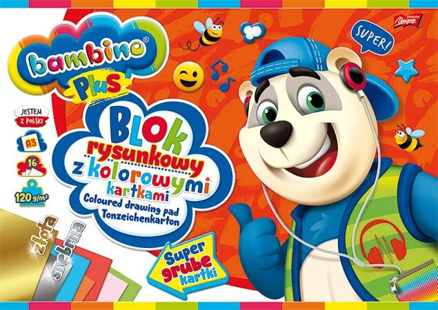 Blok Rysunkowy Kolorowy A3 16 Kartek Bambino Plus_3