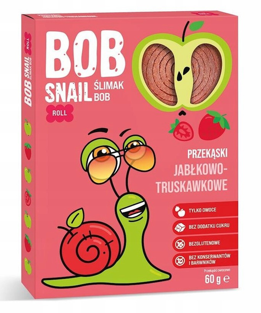 4x Przekąski BOB SNAIL Owocowe MIX Jabłko Malina Truskawka Bez Cukru 240g_4