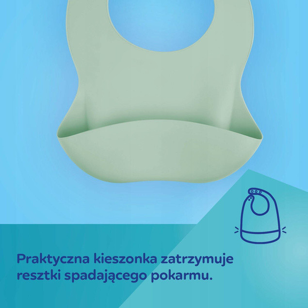 CANPOL Śliniaczek Śliniak Sylikonowy Z Kieszonką Kremowy 6M+ 51/030_10