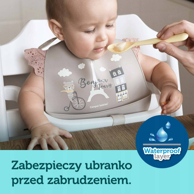 CANPOL Śliniaczek Śliniak Sylikonowy Z Kieszonką MIŚ Misie Niebieski 74/027_10