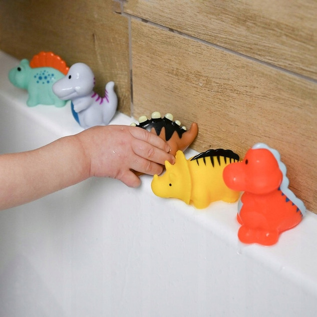 AKUKU Zabawki Gumowe Do Kąpieli Wanny BEZ DZIURKI Dinozaury BEZ BPA 6M+_8
