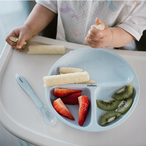 Miseczka i Talerzyk ZESTAW NACZYŃ Silikonowych z Przyssawką NIEBIESKI_7