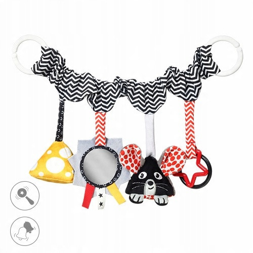 BABYONO ZAWIESZKA DO WÓZKA I FOTELIKA SENSORYCZNA KONTRASTOWA CHEESE & SKIP_3