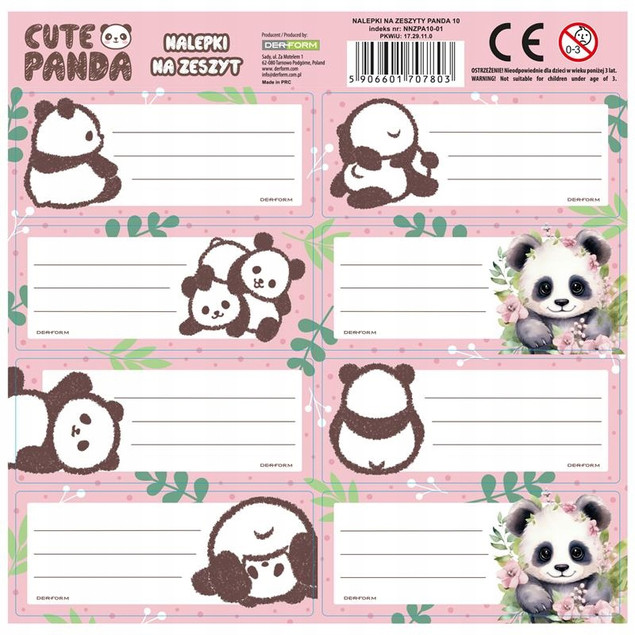 Naklejki na zeszyt Panda 10 Derform_1