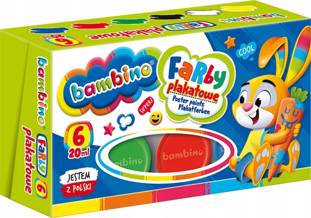 Farby Plakatowe Szkolne 6 Kolorów 20ml Bambino_3
