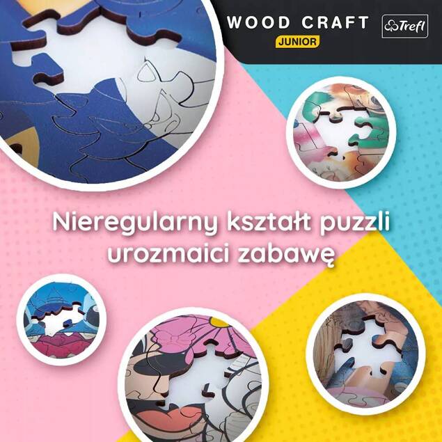 Puzzle DREWNIANE 50 Układanka Myszka MINNIE Bajkowe Kształty 5+ Trefl 20200_3