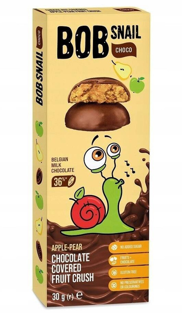 4x Ciasteczka BOB SNAIL Owocowe Jabłko Malina Truskawka W Czekoladzie 120g_3